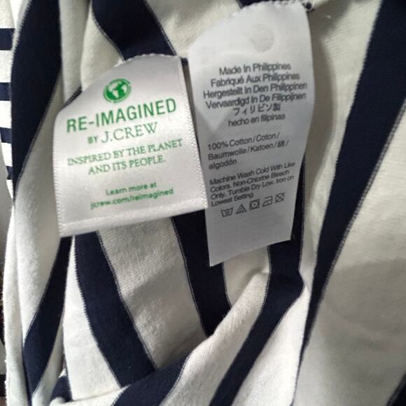 J. Crew Women's Navy Blue White Striped Knit Midi Dress Nautical Prep Size Med - Picture 10 of 15